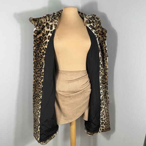 LOFT Sz 16 Plus Leopard Cheetah Print Faux Fur Coat Jacket Teddy Soft BEAUTIFUL - Picture 8 of 16